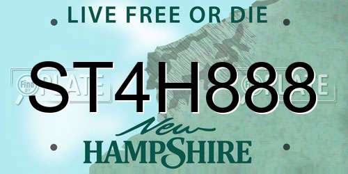 ST4H888 New Hampshire License Plate