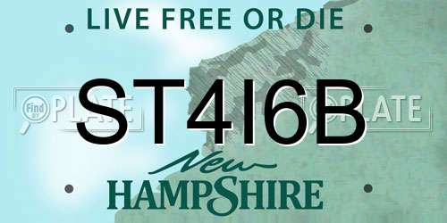 ST4I6B New Hampshire License Plate