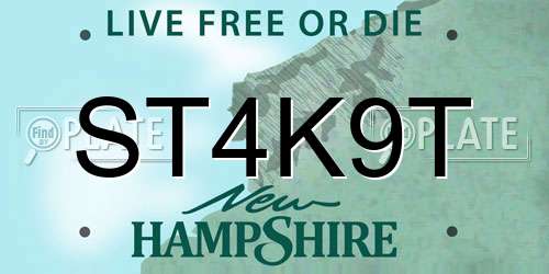 ST4K9T New Hampshire License Plate
