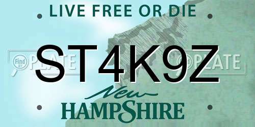ST4K9Z New Hampshire License Plate