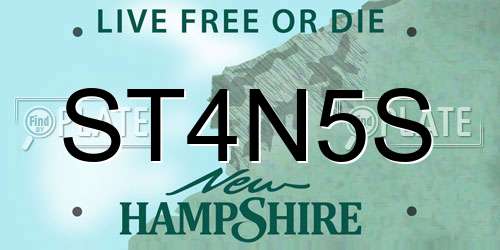 ST4N5S New Hampshire License Plate