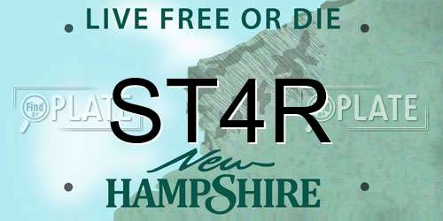 ST4R New Hampshire License Plate