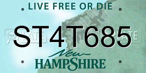 ST4T685 New Hampshire License Plate