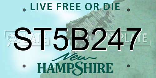 ST5B247 New Hampshire License Plate