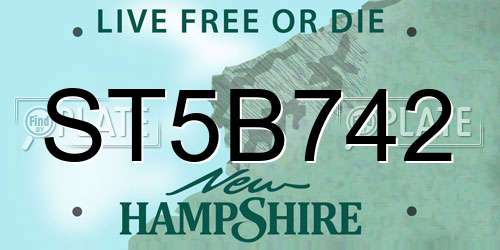 ST5B742 New Hampshire License Plate