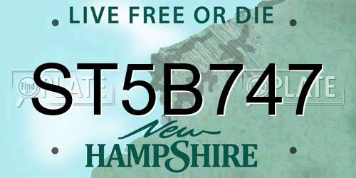 ST5B747 New Hampshire License Plate