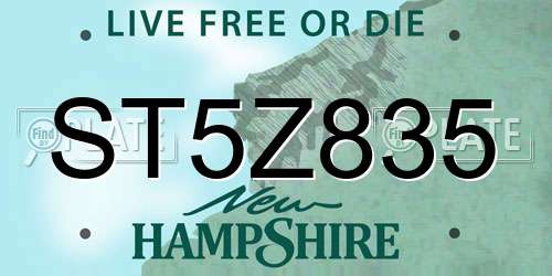 ST5Z835 New Hampshire License Plate