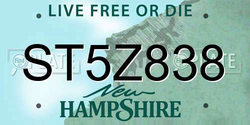 ST5Z838 New Hampshire License Plate
