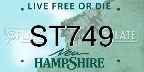 ST749 New Hampshire License Plate