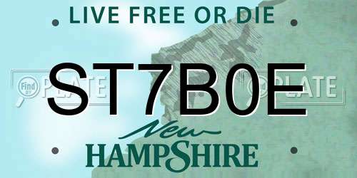 ST7B0E New Hampshire License Plate