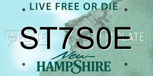 ST7S0E New Hampshire License Plate