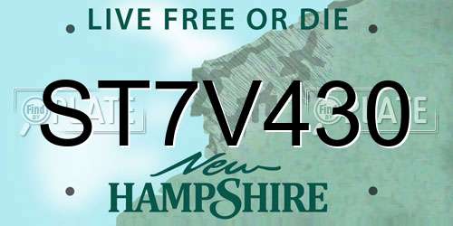 ST7V430 New Hampshire License Plate
