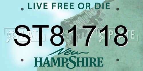 ST81718 New Hampshire License Plate