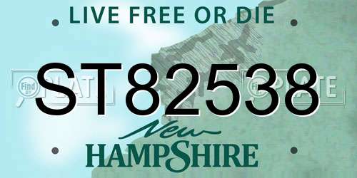 ST82538 New Hampshire License Plate
