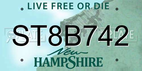 ST8B742 New Hampshire License Plate