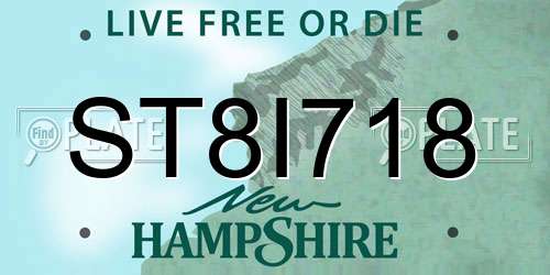ST8I718 New Hampshire License Plate