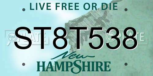 ST8T538 New Hampshire License Plate