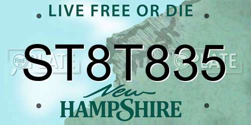 ST8T835 New Hampshire License Plate
