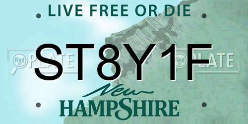 ST8Y1F New Hampshire License Plate