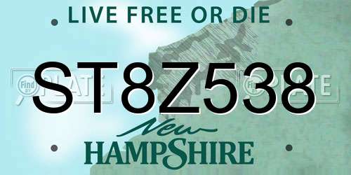 ST8Z538 New Hampshire License Plate