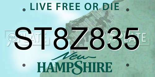 ST8Z835 New Hampshire License Plate
