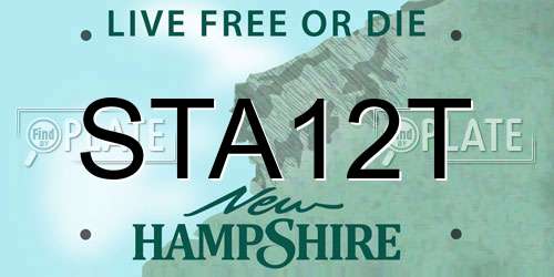 STA12T New Hampshire License Plate