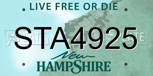 STA4925 New Hampshire License Plate