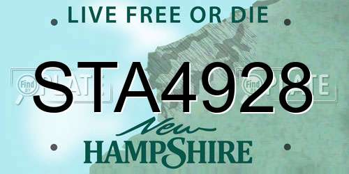 STA4928 New Hampshire License Plate
