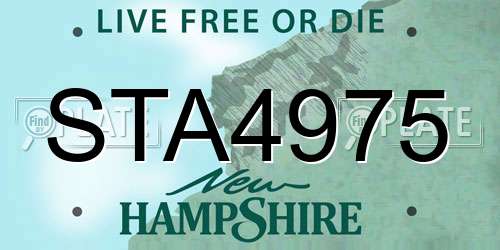 STA4975 New Hampshire License Plate