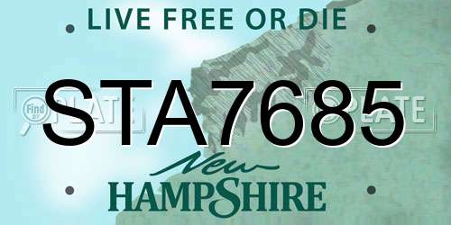 STA7685 New Hampshire License Plate