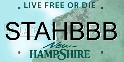 STAHBBB New Hampshire License Plate