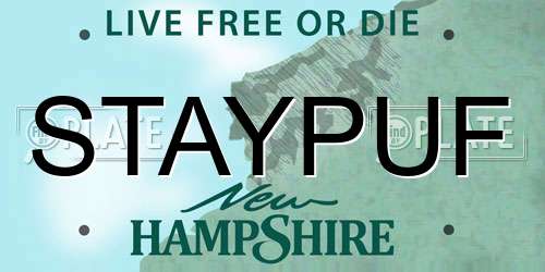 STAYPUF New Hampshire License Plate