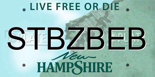 STBZBEB New Hampshire License Plate