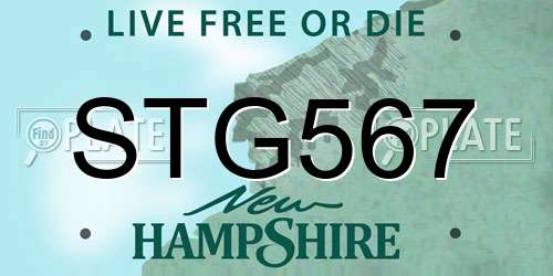 STG567 New Hampshire License Plate