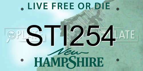 STI254 New Hampshire License Plate