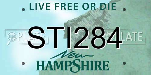 STI284 New Hampshire License Plate