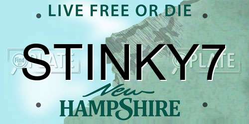 STINKY7 New Hampshire License Plate