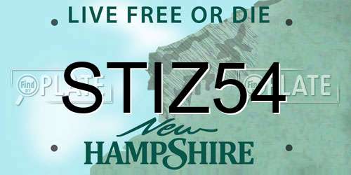 STIZ54 New Hampshire License Plate