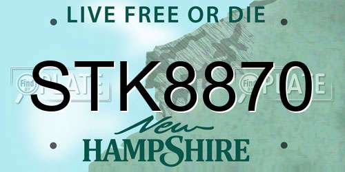 STK8870 New Hampshire License Plate