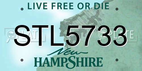 STL5733 New Hampshire License Plate