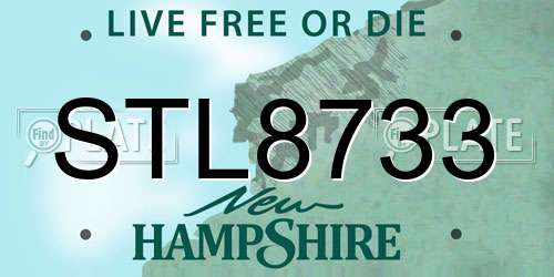 STL8733 New Hampshire License Plate