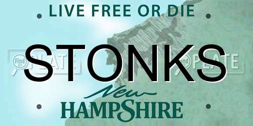STONKS New Hampshire License Plate