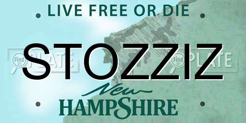 STOZZIZ New Hampshire License Plate