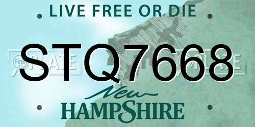 STQ7668 New Hampshire License Plate