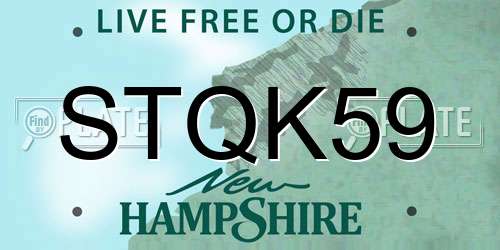 STQK59 New Hampshire License Plate