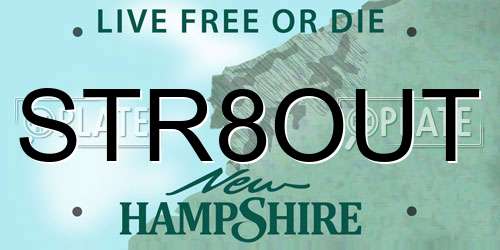 STR8OUT New Hampshire License Plate