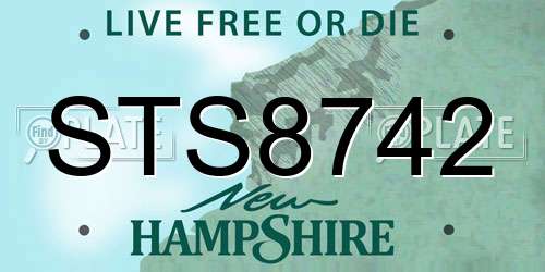STS8742 New Hampshire License Plate