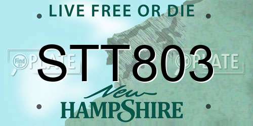 STT803 New Hampshire License Plate