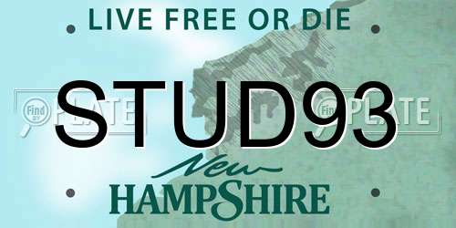 STUD93 New Hampshire License Plate