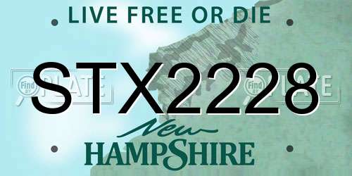 STX2228 New Hampshire License Plate